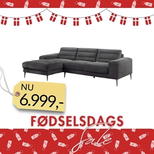 Chaise sofa model Texas Venstrevendt - sort Charcoal